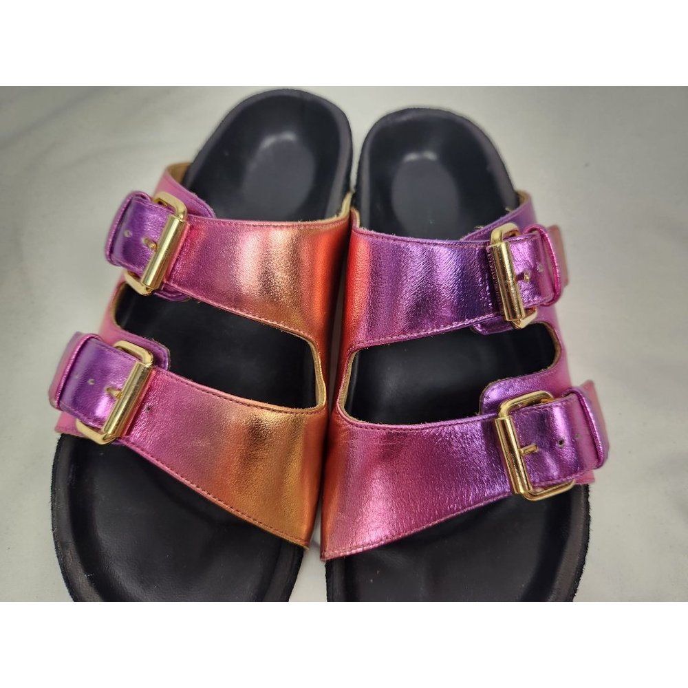 Isabel Marant Women's Sz. 36 LENNYO BUCKLE SANDALS In Metallic PInk - Picture 4 of 8